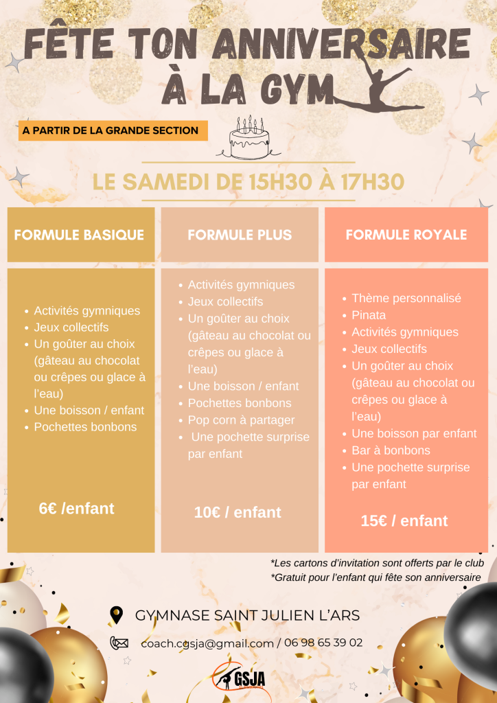 FÊTE TON ANNIV A LA GYM